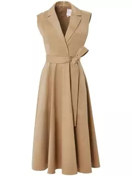 Carolina Herrera платье-тренч длины миди с поясом, коричневый