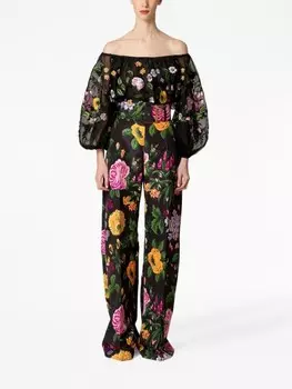 Carolina Herrera шелковая блузка с цветочным принтом, черный