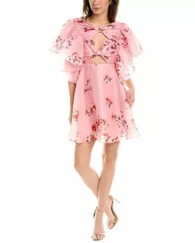 Carolina Herrera Шелковое платье А-силуэта с вырезом и бантом спереди, розовый