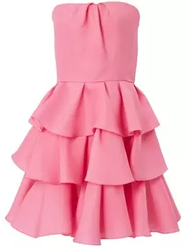 Carolina Herrera шелковое платье мини с оборками, розовый