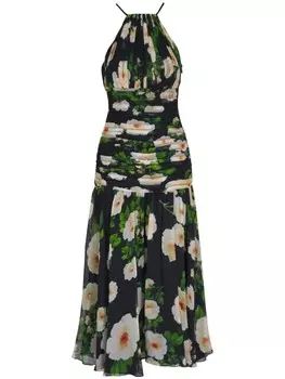 Carolina Herrera шифоновое платье с вырезом халтер и принтом, черный