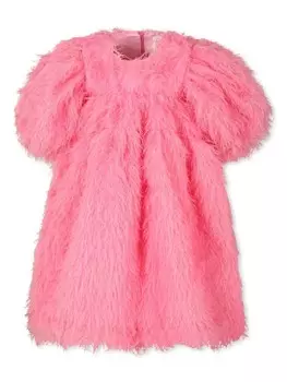 Caroline Bosmans мини-платье с искусственными перьями, розовый
