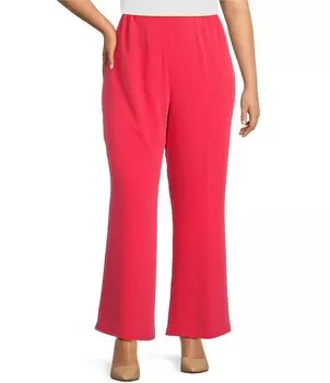 Caroline Rose Широкие брюки из матового крепа с плоской передней частью и эластичной резинкой на талии больших размеров, розовый