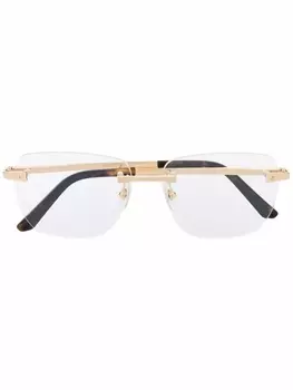 Cartier Eyewear очки в безободковой квадратной оправе, золотистый
