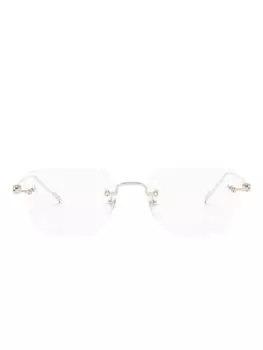 Cartier Eyewear очки в безободковой оправе с логотипом, серебристый