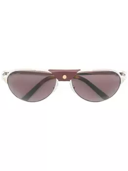 Cartier Eyewear солнцезащитные очки-авиаторы Santos de Cartier, металлик