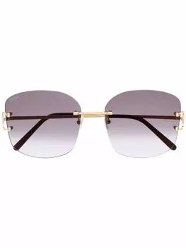 Cartier Eyewear солнцезащитные очки C Dcor в квадратной оправе, черный