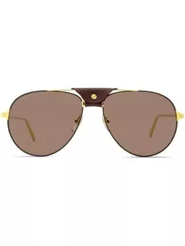 Cartier Eyewear солнцезащитные очки-пилоты Santos de Cartier, золотистый