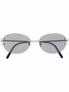 Cartier Eyewear солнцезащитные очки с овальными линзами, серебристый