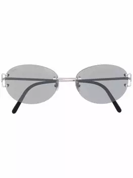 Cartier Eyewear солнцезащитные очки с овальными линзами, серебристый