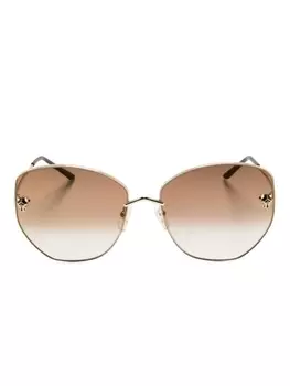 Cartier Eyewear солнцезащитные очки в геометричной оправе с логотипом, золотистый