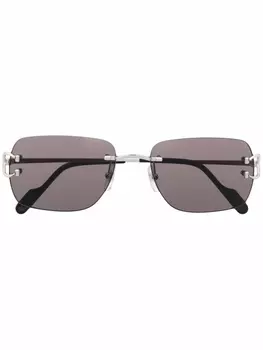 Cartier Eyewear солнцезащитные очки в квадратной оправе, серебристый
