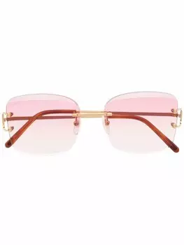 Cartier Eyewear солнцезащитные очки в квадратной оправе с эффектом градиента, золотистый