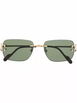 Cartier Eyewear солнцезащитные очки в прямоугольной оправе, золотистый