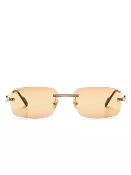 Cartier Eyewear солнцезащитные очки в прямоугольной оправе с логотипом, золотистый