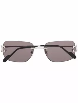 Cartier Eyewear солнцезащитные очки в прямоугольной оправе, серебристый