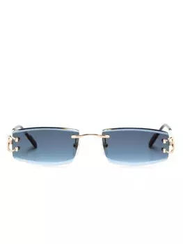 Cartier Eyewear солнцезащитные очки в прямоугольной оправе, золотистый