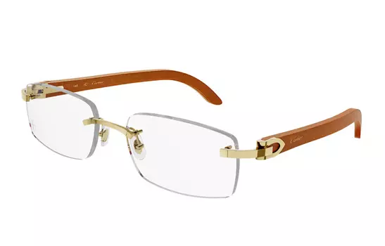 Cartier Оправа для очков мужская золотисто-коричневая