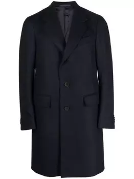 Caruso однобортное пальто с заостренным воротником, синий