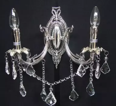 Casa Padrino Baroque Crystal Настенный Бра с 2 лампами, Серебро ModK9 - Настенный светильник Настенное освещение