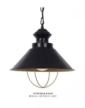 Casa Padrino подвесной светильник, потолочный светильник, черный / золотой, промышленный дизайн, диаметр 34 см - промышленный светильник, промышленный светильник