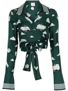 Casablanca блузка с графичным принтом, зеленый