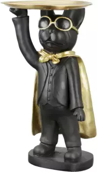 Casablanca by Gilde Фигурка животного "Собака-герой Собака стоит с подносом" 13х31х10 см, черный