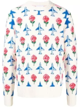 Casablanca джемпер вязки интарсия с круглым вырезом, розовый