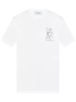 Casablanca хлопковая футболка с графическим принтом, белый