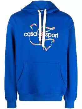 Casablanca худи из органического хлопка с логотипом, синий