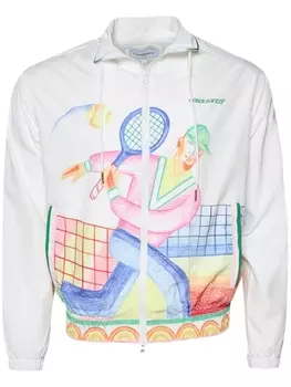Casablanca куртка на молнии с принтом, белый