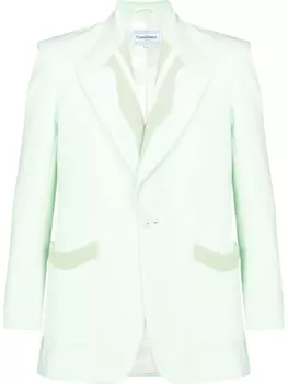 Casablanca однобортный пиджак с отделкой в рубчик, зеленый