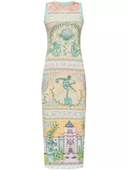 Casablanca платье макси с принтом Vase, розовый