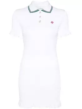 Casablanca платье мини со сборками и воротником поло, белый