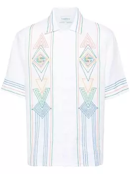 Casablanca рубашка с короткими рукавами и вышивкой, белый