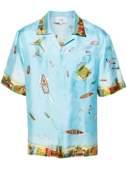 Casablanca шелковая рубашка Maison Sur Piloti, синий