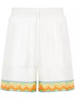 Casablanca шелковые шорты Afro Cubism Tennis Club, белый