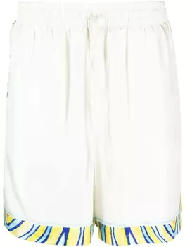 Casablanca шелковые спортивные шорты с графичным принтом, нейтральный цвет