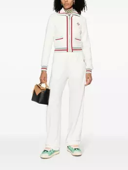 Casablanca спортивные брюки из флиса с нашивкой-логотипом и полосками по бокам, нейтральный цвет