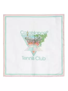 Casablanca Tennis Club silk scarf, белый