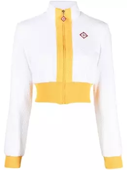 Casablanca укороченная куртка с тисненым логотипом, белый