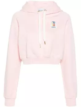 Casablanca укороченное худи с нашивкой-логотипом, розовый
