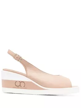 Casadei босоножки на танкетке, нейтральный цвет