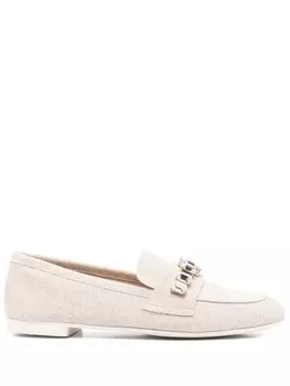 Casadei лоферы с кристаллами, нейтральный цвет