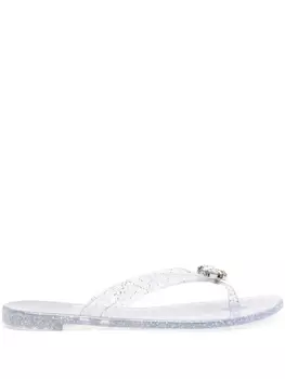 Casadei шлепанцы Jelly Jeweled с блестками, нейтральный цвет
