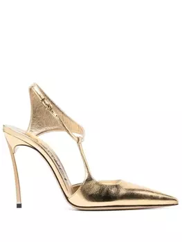 Casadei туфли Super Blade Melody 100 с эффектом металлик, золотистый