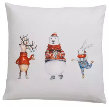 CASATEX Чехлы на подушки "Забавные животные, Новогоднее украшение", (2 шт.) 40х40 см, белый