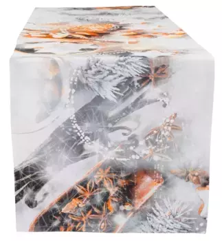 CASATEX дорожка для стола "торты и орехи, рождественские украшения, Рождество", Рождество 40х140 см, белый/серый/коричневый