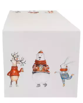 CASATEX дорожка для стола "Забавные животные, Рождественские украшения, Рождество", Рождество 40х140 см, белый