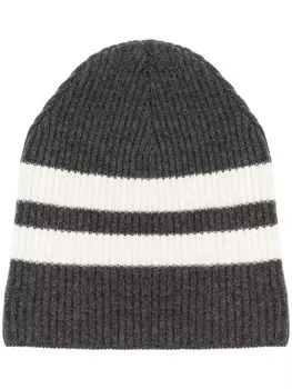 Cashmere In Love полосатая шапка бини в рубчик, серый